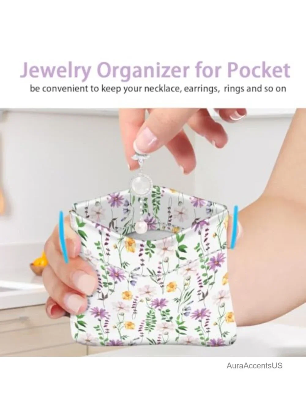 Squeeze Coin Purse Pouch Mini Wallet Synthetic Leather Floral Framed